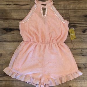 NWT Pastel Halter Romper with Ruffle Hem